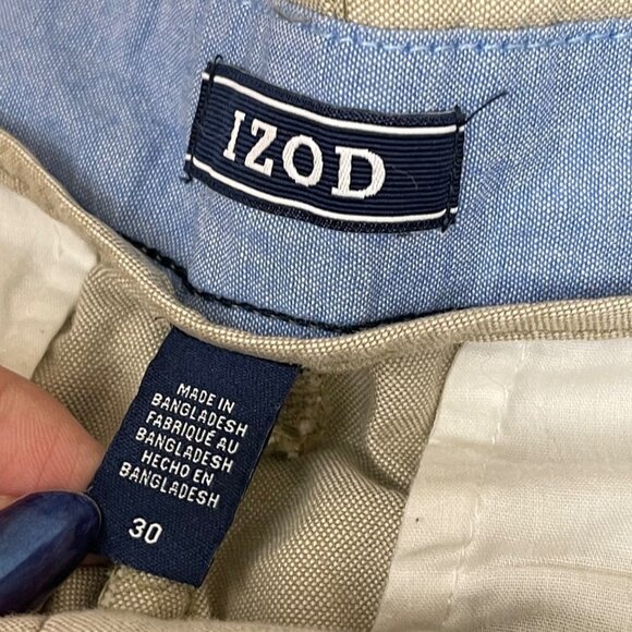 Izod Tan‎ Cotton Chino Shorts - Picture 2 of 4